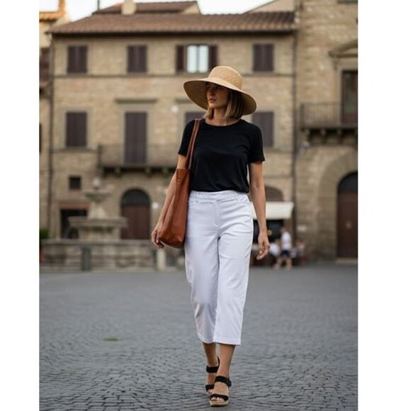 ZAC & RACHEL, White boyfriend cut capris - Picture 2 of 10